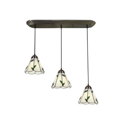 3-Bulb Shaded Multi Light Ceiling Light Tiffany Hand Rolled Art Glass Hanging Pendant