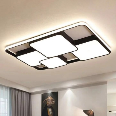 Acrylic Square Flush Mount Ceiling Light Fixture Contemporary Black LED Flush Mount Lamp