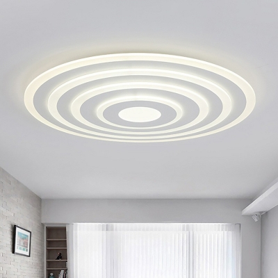 Concentric Round LED Ceiling Light Modern Acrylic White Flush Mount Light Fixture for Living Room