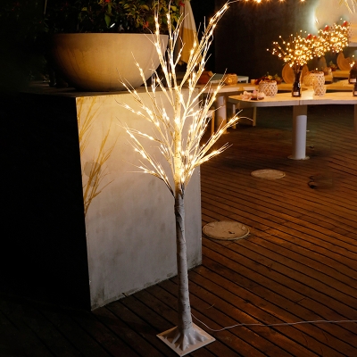 Decorative Tree USB Standing Light Plastic Living Room LED Festive Night Lamp in White