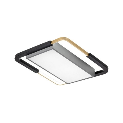 Gold-Black Geometry Flush Mounted Lamp Contemporary Acrylic LED Ceiling Light Fixture