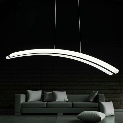 Linear Acrylic LED Suspension Lighting Simplicity Nickel Finish Chandelier Pendant