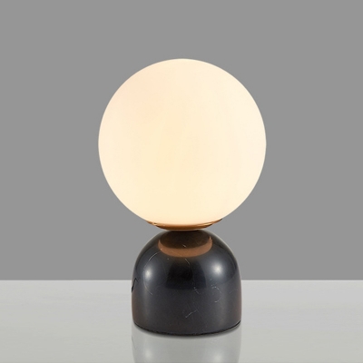 Marble Dome Mini Night Lamp Postmodern 1-Light Table Light with Ball Opal Glass Shade
