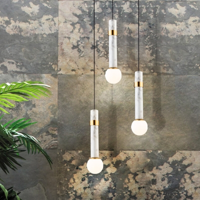 Marble Tube Hanging Pendant Light Postmodern Single-Bulb Spotlight for Dining Room