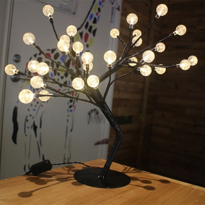 Metal Flower Tree Shaped Night Light Decorative Black USB LED Table Lighting Ideas
