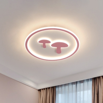 Minimalist Mushroom Shaped Ceiling Light Acrylic Bedroom LED Flush Mount with Halo Ring