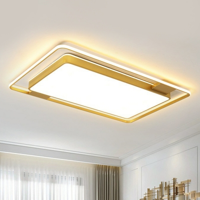 Minimalistic LED Flush Mount Lighting Gold Geometric Ceiling Fixture with Acrylic Shade