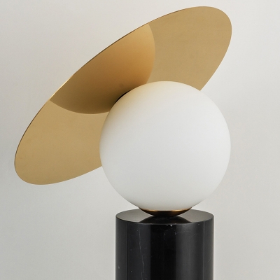 Parabolic Antenna Night Light Designer Marble 1-Bulb Gold and Black Table Lamp for Bedroom