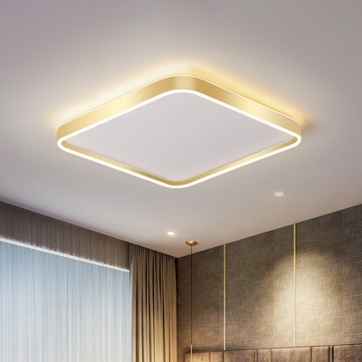 Rectangle Bedroom Flush Mount Fixture Acrylic Simple Surface Mounted Led Ceiling Light in Gold