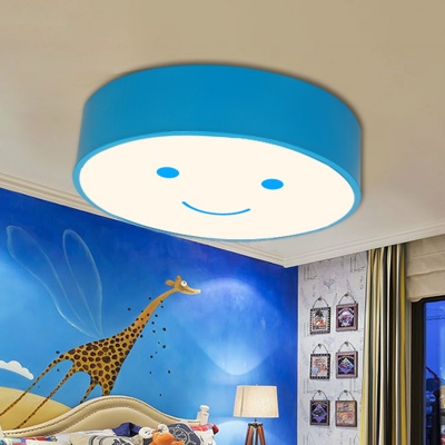 Smiley Patterned Round LED Flushmount Cartoon Acrylic Kindergarten Ceiling Mount Light Fixture