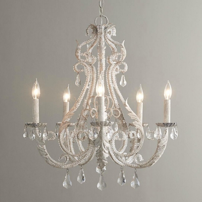 6 Lights Chandelier Baroque Candlestick Suspended Lighting Fixture with Crystal Deco