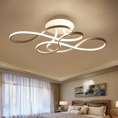 Acrylic Curve LED Semi Flush Mount Lamp Modern Close To Ceiling Lighting Fixture