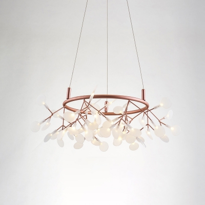 Firefly Chandelier Light Simplicity Acrylic Living Room LED Pendant Light Fixture in Rose Gold