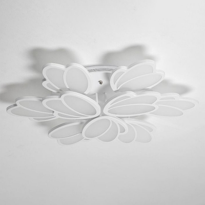 Flower Acrylic LED Ceiling Mount Lamp Contemporary White Semi-Flush Mount Light Fixture