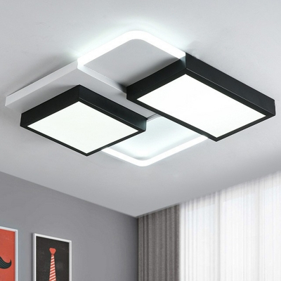 Geometrical Living Room Flush Mount Lamp Metal Modernist LED Ceiling Light in Black