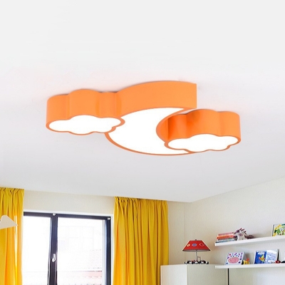 Kids LED Ceiling Lighting Moon and Cloud Shaped Flush Mount Lamp with Acrylic Shade