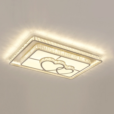 Modern Geometric LED Flush Ceiling Light Clear Crystal Bedroom Flush-Mount Light in Stainless Steel