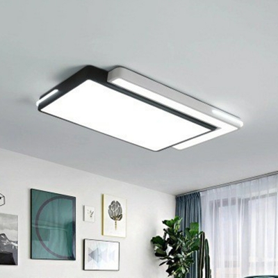 Nordic Novelty Geometric Flush Mounted Lamp Acrylic Living Room LED Ceiling Light in Black-White