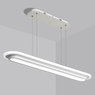 Oblong Dining Room Drop Pendant Metallic Minimalist LED Suspended Lighting Fixture
