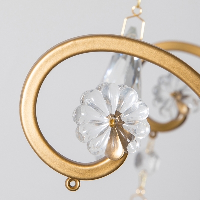 Vintage Floral Swirl Chandelier Clear Teardrop Crystal Pendant Ceiling Light for Living Room