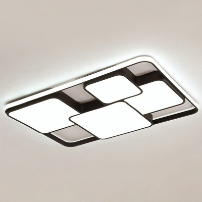 Acrylic Square Flush Mount Ceiling Light Fixture Contemporary Black LED Flush Mount Lamp