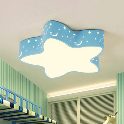 Acrylic Star Shaped Flush Mount Ceiling Light Kids LED Hollowed-out Flush Mount Lamp
