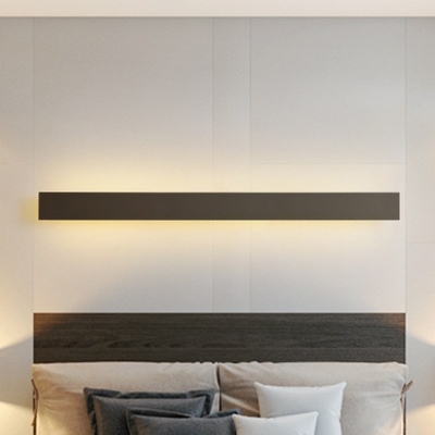 Black Bar Shaped LED Sconce Minimalist Aluminum Flush Mount Wall Light above Bed
