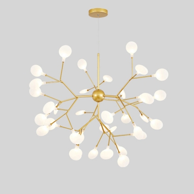 Branched Firefly Chandelier Pendant Light Simplistic Acrylic Living Room LED Hanging Light in Gold