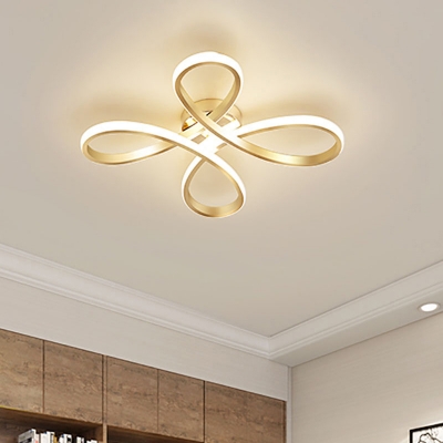 Brushed Gold Butterfly Ceiling Fixture Minimalist Metallic LED Flush Mounted Light