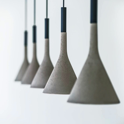 Cement Funnel Ceiling Light Minimalist 1 Bulb Grey Hanging Pendant Light for Dining Room