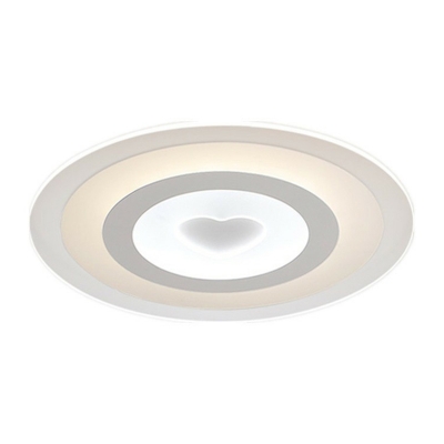 Clear Round LED Flush Mount Lighting Nordic Acrylic Ceiling Fixture with Heart Cutout