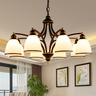 Cream Glass Bell Ceiling Lighting Traditional Living Room Chandelier Light Fixture