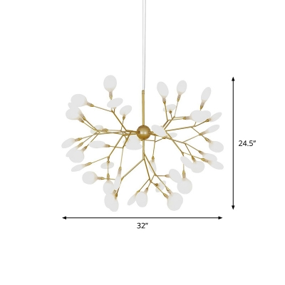 Firefly Shade Living Room LED Suspension Light Nordic Style Chandelier Light in Gold