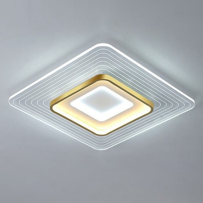 Geometry Ceiling Flush Light Modern Acrylic Gold LED Ultrathin Flush Mount for Living Room