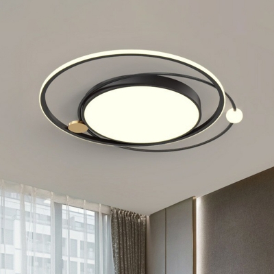 Halo Ring Bedroom Flush-Mount Lamp Metal Postmodern LED Flush Mount Ceiling Light Fixture