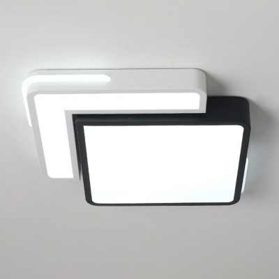 Nordic Novelty Geometric Flush Mounted Lamp Acrylic Living Room LED Ceiling Light in Black-White