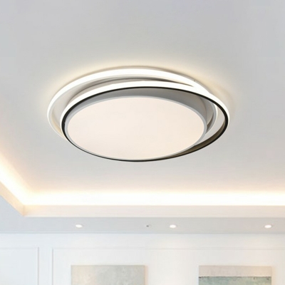 Ring-Shaped LED Ceiling Light Fixture Modern Metallic Bedroom Flush Mounted Lamp