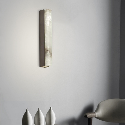 Tubular Mica Wall Lamp Postmodern 1-Light LED Sconce Light with Rectangle Backplate
