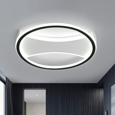 Black Halo Ring Ceiling Mount Lighting Simple Acrylic LED Flush Mount with Geometric Canopy