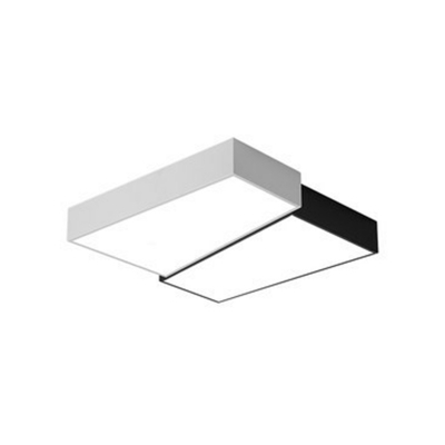 Black-White Trapezoid Flush Light Nordic Metal Led Surface Mount Ceiling Light for Bedroom