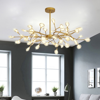 Branch Chandelier Light Simplicity Metallic Dining Room LED Pendant Light Fixture