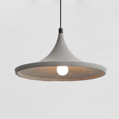Cement Conical Suspension Light Nordic Style 1 Bulb Grey Pendant Light Fixture for Dining Room