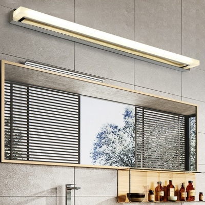 Chrome Linear LED Vanity Sconce Minimalistic Acrylic Wall Mount Light for Bathroom