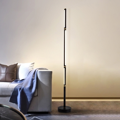 Living Room LED Floor Light Minimalist Black Stand Up Lamp with Tube Acrylic Shade