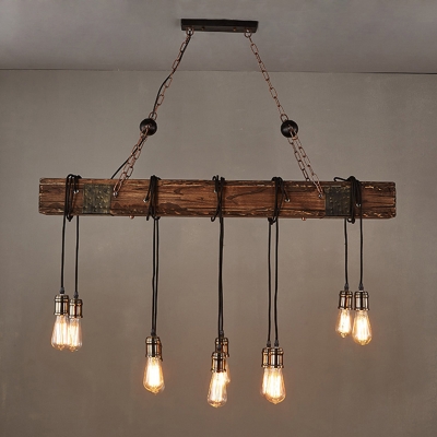 Loft Style Exposed Bulb Design Island Lamp Metallic Pendant Light Fixture for Dining Room