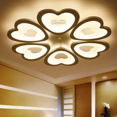 Loving Heart Shaped Semi Flush Mount Minimalist Acrylic White LED Ceiling Light Fixture