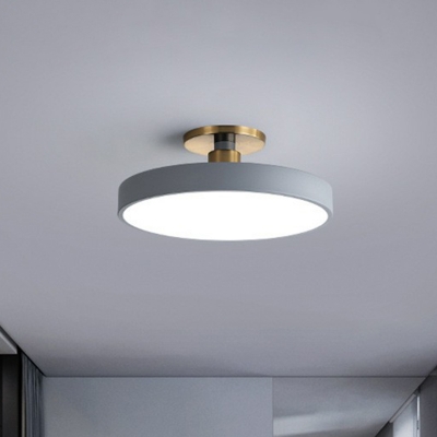 Macaron Disc Shaped Ceiling Lighting Acrylic Bedroom LED Semi Flush Mount Light Fixture