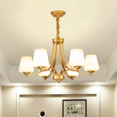 Opal Glass Bud Shade Chandelier Lighting Retro Style Living Room Pendant Light Fixture
