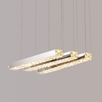 Parallel Crystal Pole Chandelier Novelty Simple Stainless Steel LED Ceiling Pendant Light