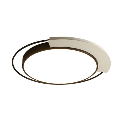 Round Metallic LED Flush Lamp Nordic Black and White Flush Mount Ceiling Light for Bedroom